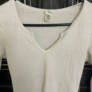 Bozzolo White Ribbed Women's Top